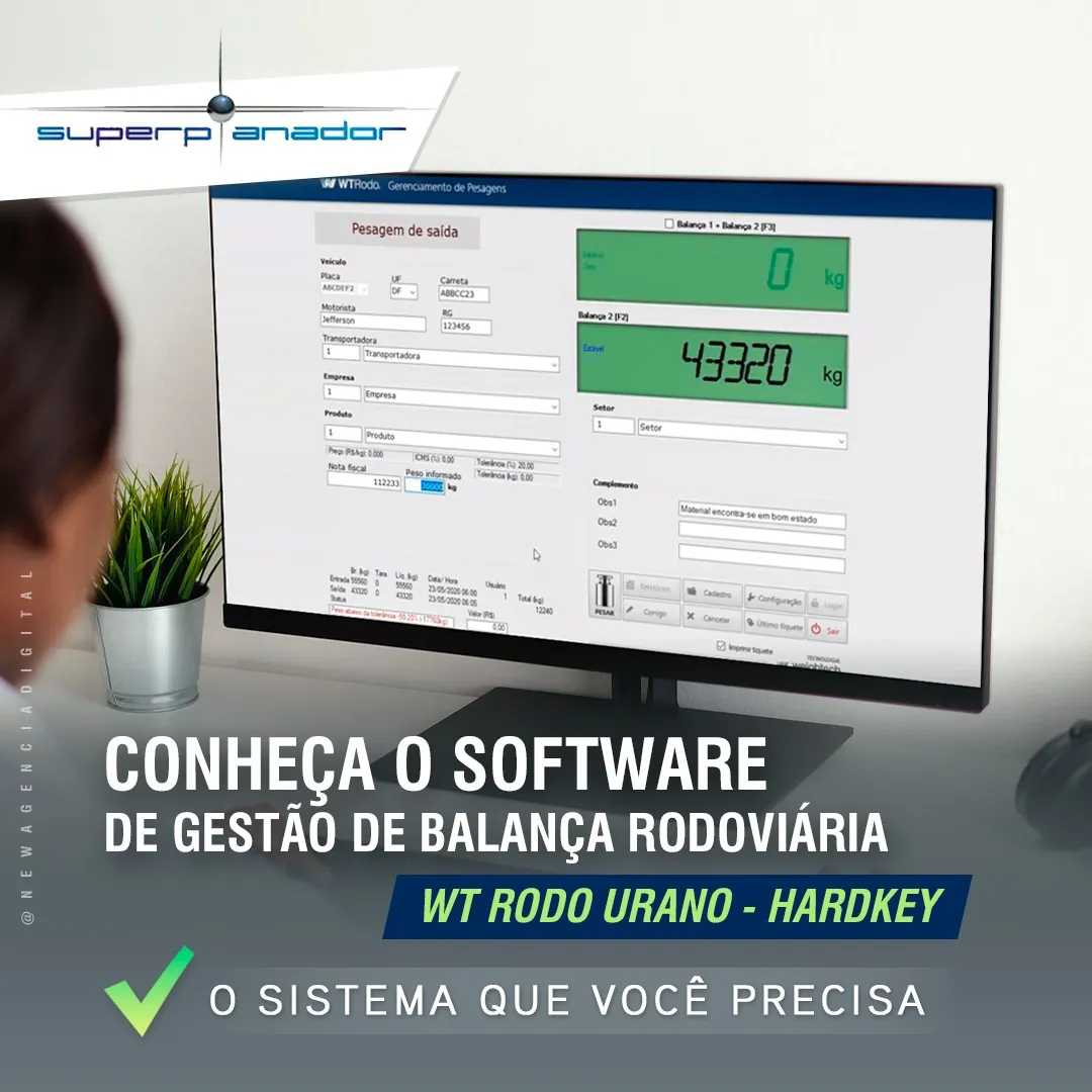 Software de Pesagem para Básculas Camineira WT RODO SuperPlanador- Hardkey